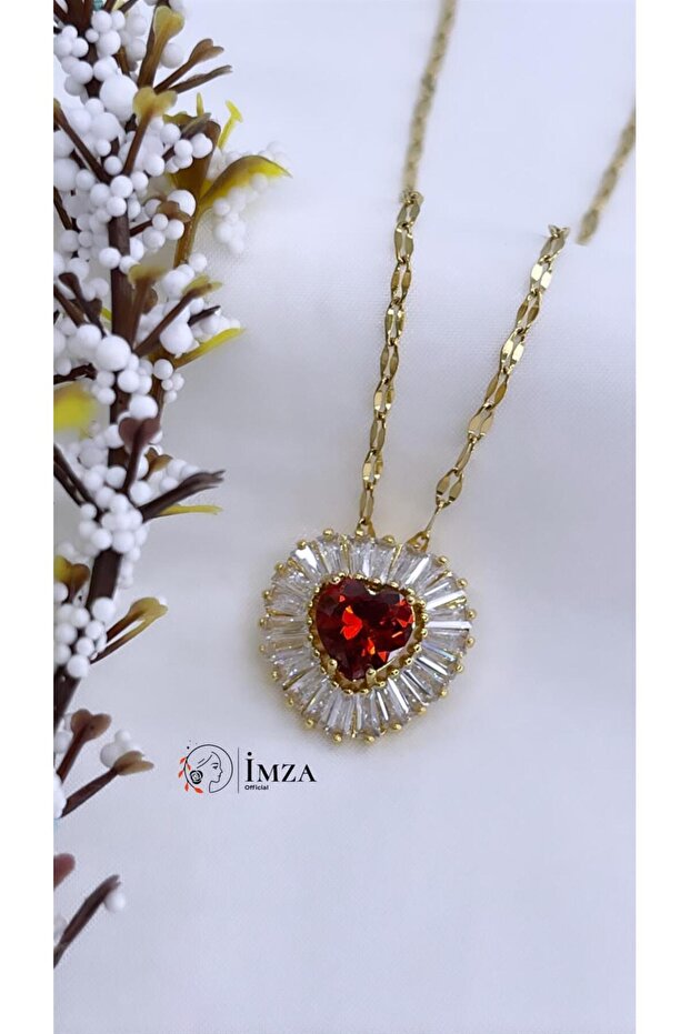 ÇELİK RED HEART KOLYE