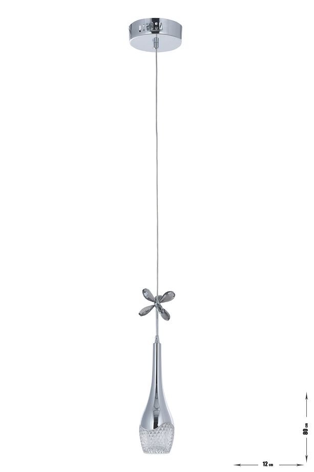 Lale Tekli Ledli Modern Lüks Sarkıt Avize (3 RENK LED; SARI - BEYAZ - GÜN İŞIĞI) - Krom - 5