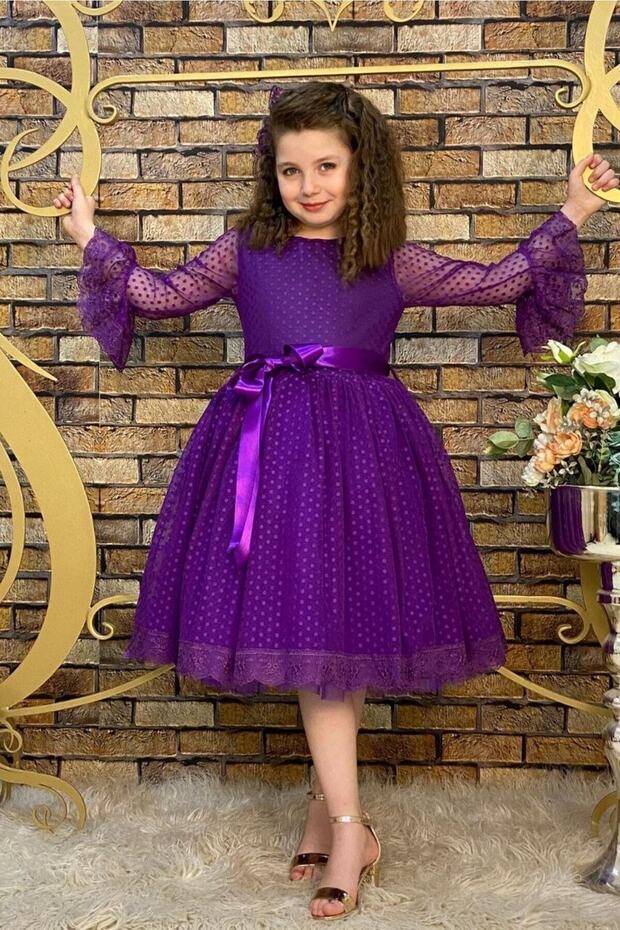 Lace Girl's Dress Purple