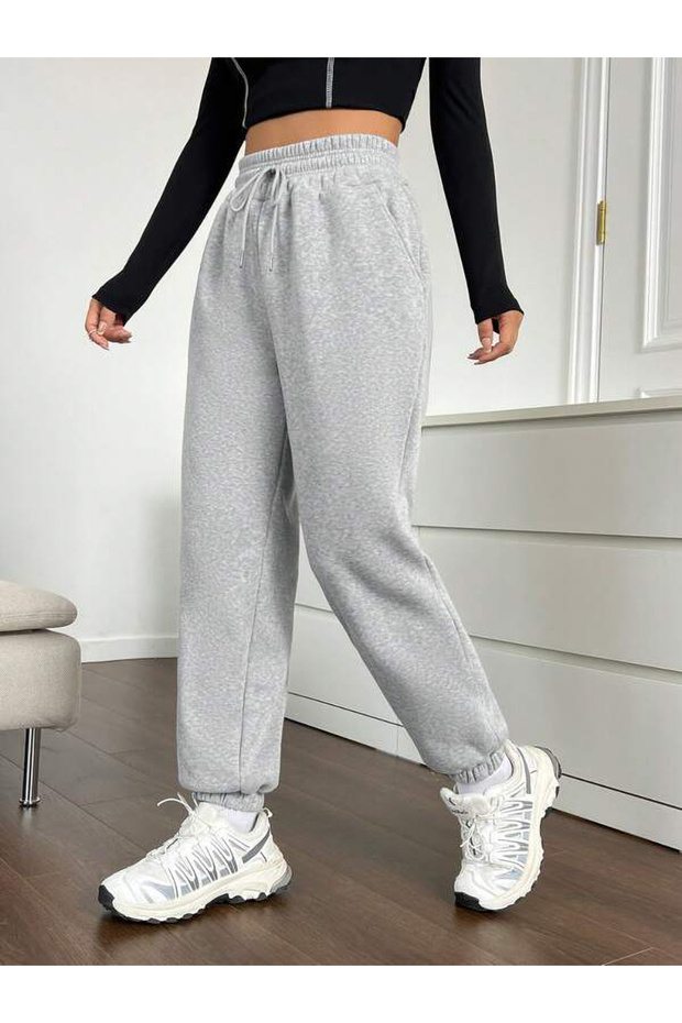 High Waist Elasticized Thick (3 Thread) Cotton Women's Sweatpants