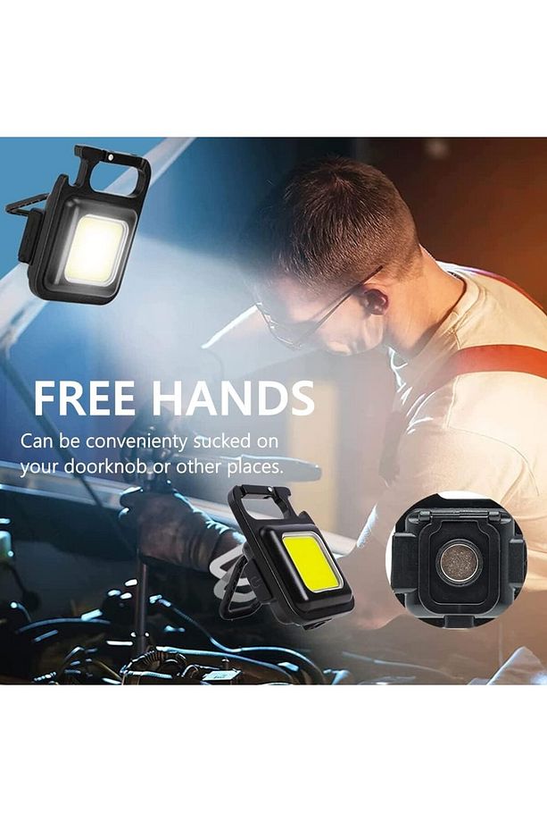 Şarj Edilebilir Mini Led Anahtarlık El Feneri, Multi-Fonksiyonel Küçük Çalışma Lambası, Mıknatıslı - 4