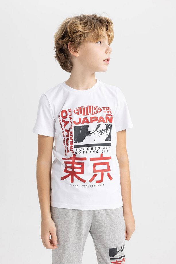 Erkek Çocuk Pijama Takımı Bisiklet Yaka Baskılı Kısa Kollu Üst Uzun Alt C0623a824sp - 3