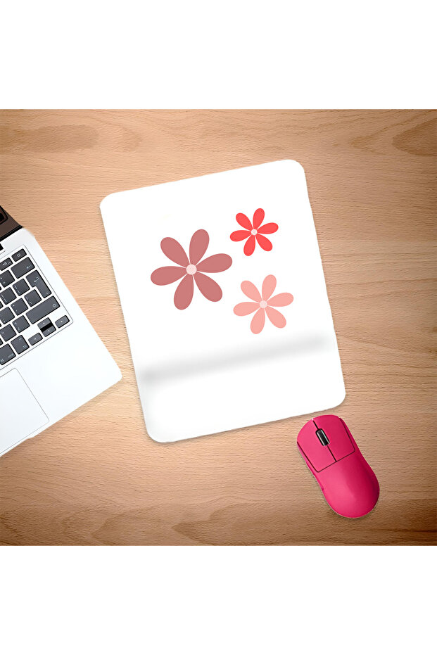 Triple Flower Design Rectangular Mouse Pad with Wrist Support - 1