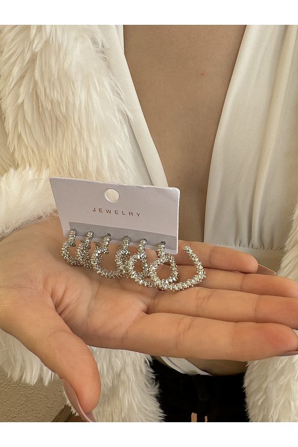 3 Çift tırklı silver kalp küpe - 3