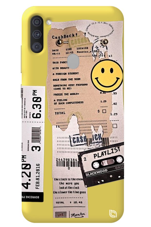 Samsung M11 Yellow Inside Velvet Playlist Patterned Silicone Phone Case