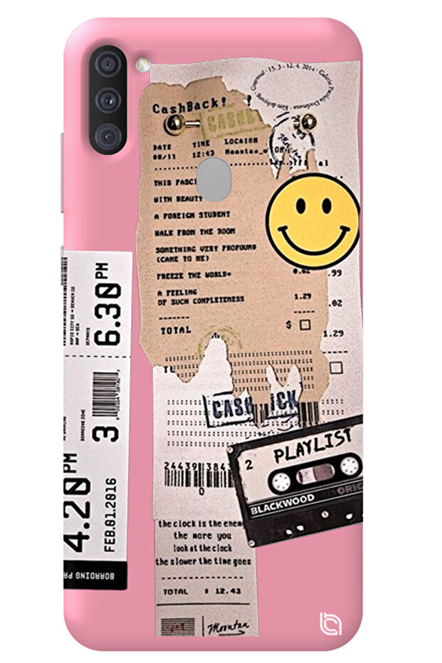 Silicone Phone Case for Samsung A11 Pink Inside Velvet Playlist Pattern
