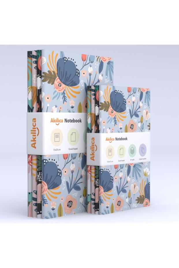 8-Piece Unlined Notebook Set Floral Notebook