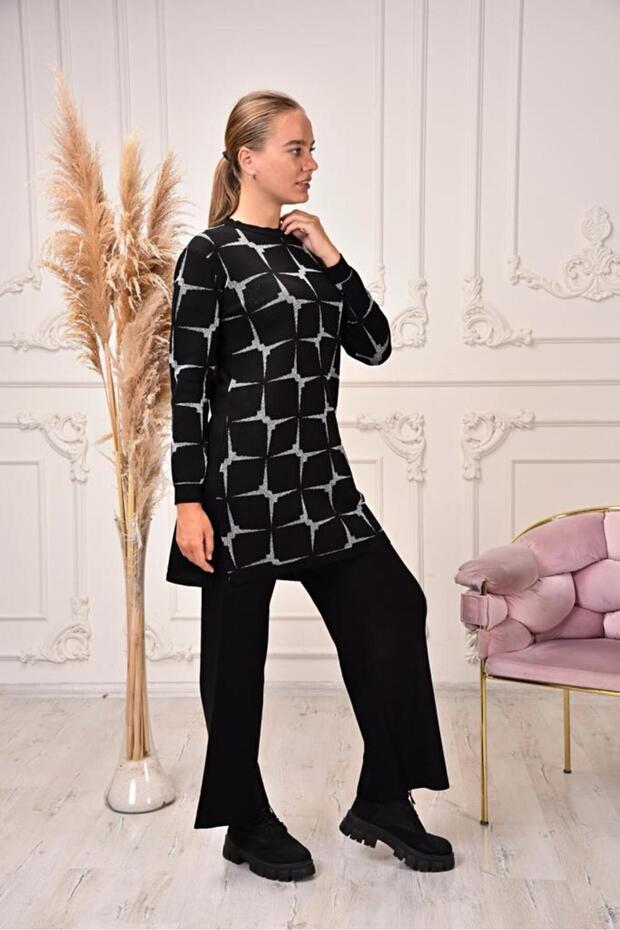 WOMEN'S LONG CYCLING NECK TRIKOT SELF PATTERNED TUNIC TRIKOT SWEATER