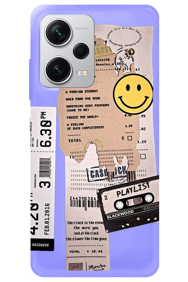Xiaomi Redmi Note 12 Pro 4g Lilac Velvet Playlist Patterned Silicone Phone Case