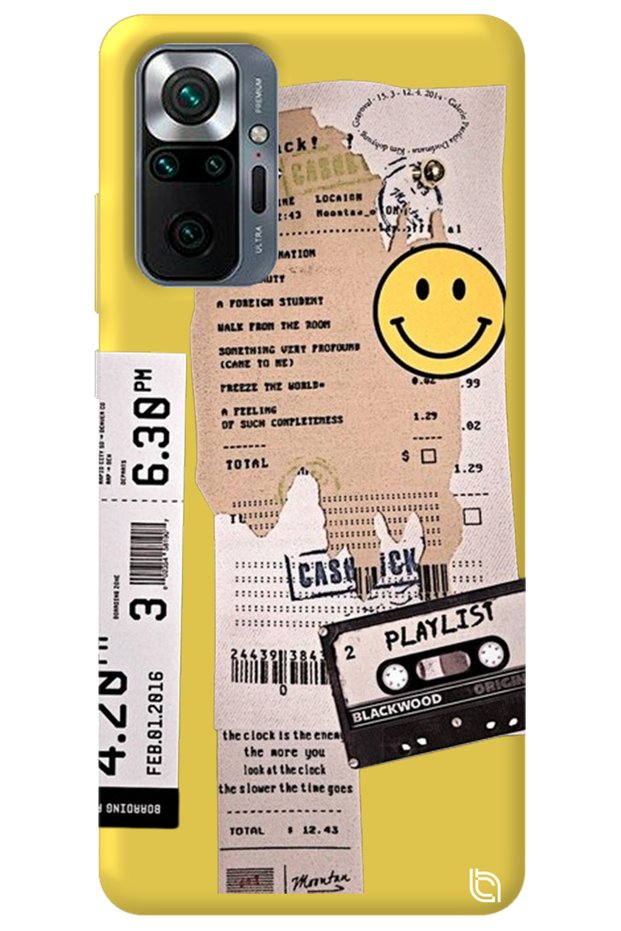 Xiaomi Redmi Note 10 Pro Yellow Inside Velvet Playlist Patterned Silicone Phone Case