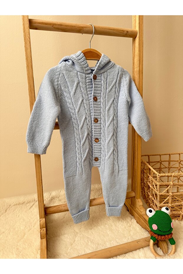 Mavi Triko Örme Tulum %100 Pamuk Unisex - 4