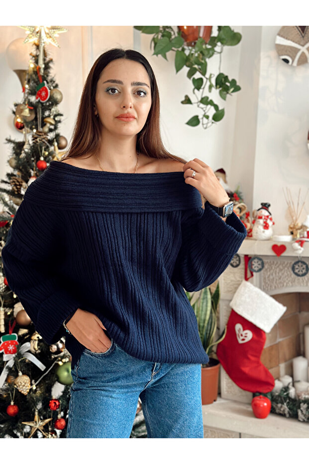 pulover cu umăr deschis îndoit - 1