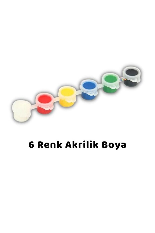 Başlangıç Resim Boyama Seti - 1 Adet 20x20 Cm Tuval, 6 Renk Akrilik Boya,1 Adet Fırça - 2