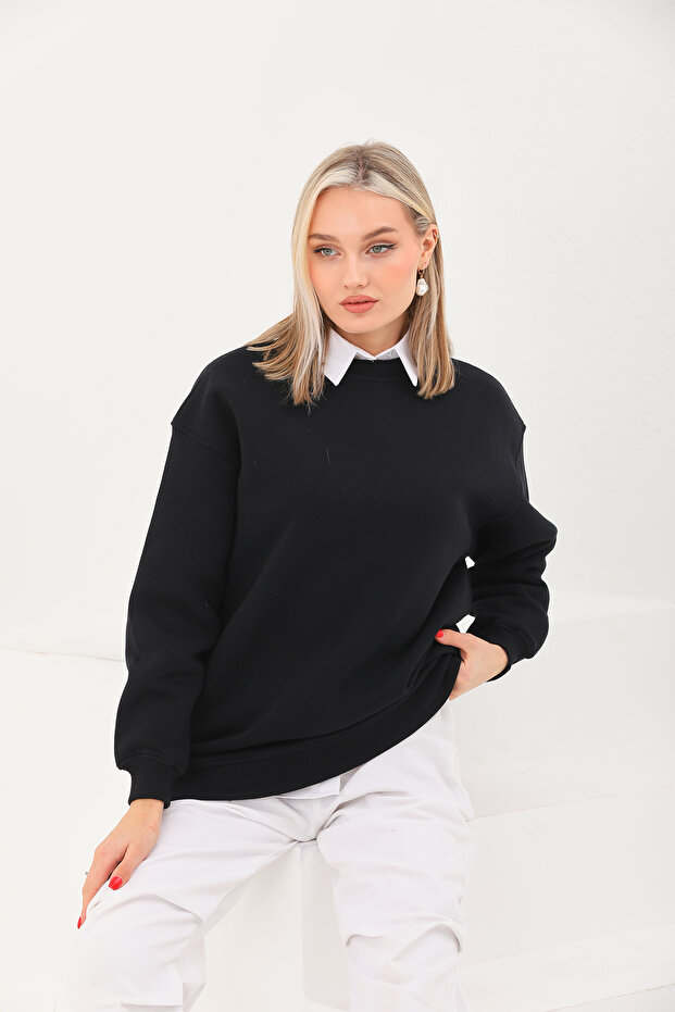 Ice Bisiklet Yaka Oversize Sweatshirt - 1