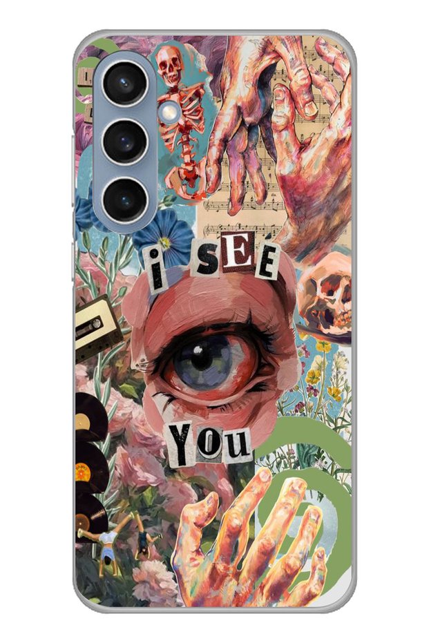 Samsung Galaxy S23 Fe Compatible Aesthetic Collage Patterned Transparent Phone Case