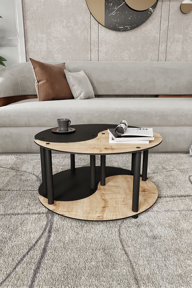 Yin Yang Unıty Serenıty Orta Sehpa 2 Li Safir Siyah 70 Cm - 4