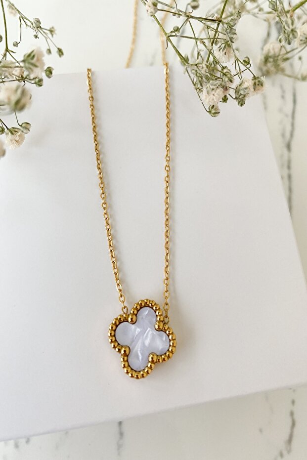 VAN CLEFF BEYAZ RENK KOLYE - 1