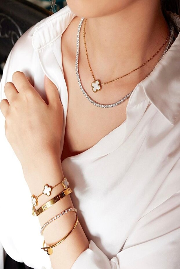 VAN CLEFF BEYAZ RENK KOLYE - 3