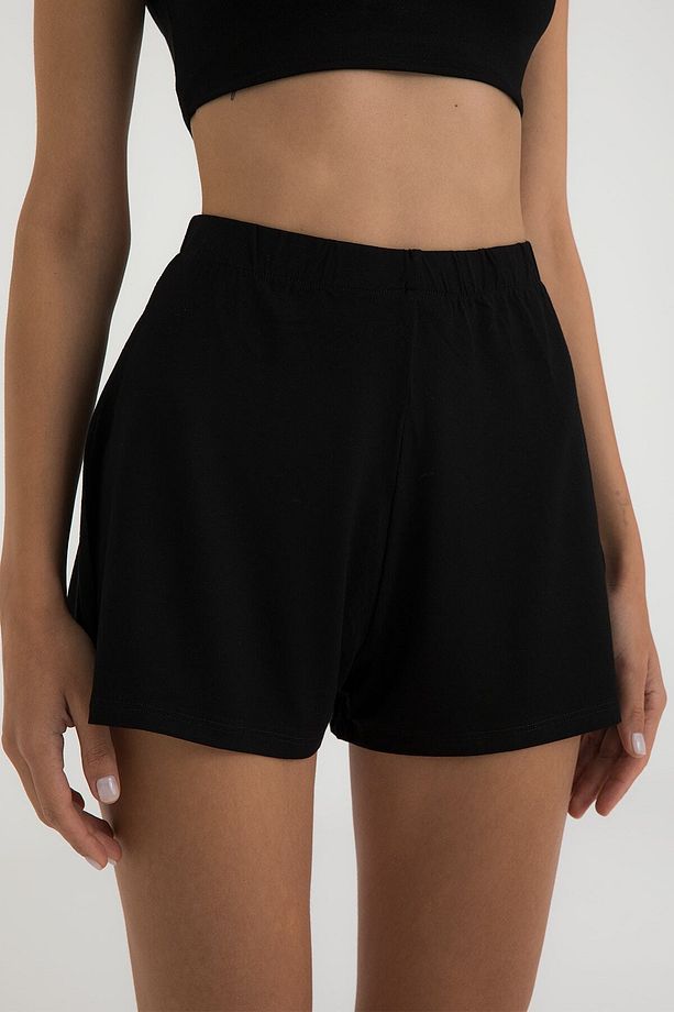Ultra Soft Lastikli Şort Siyah - 3