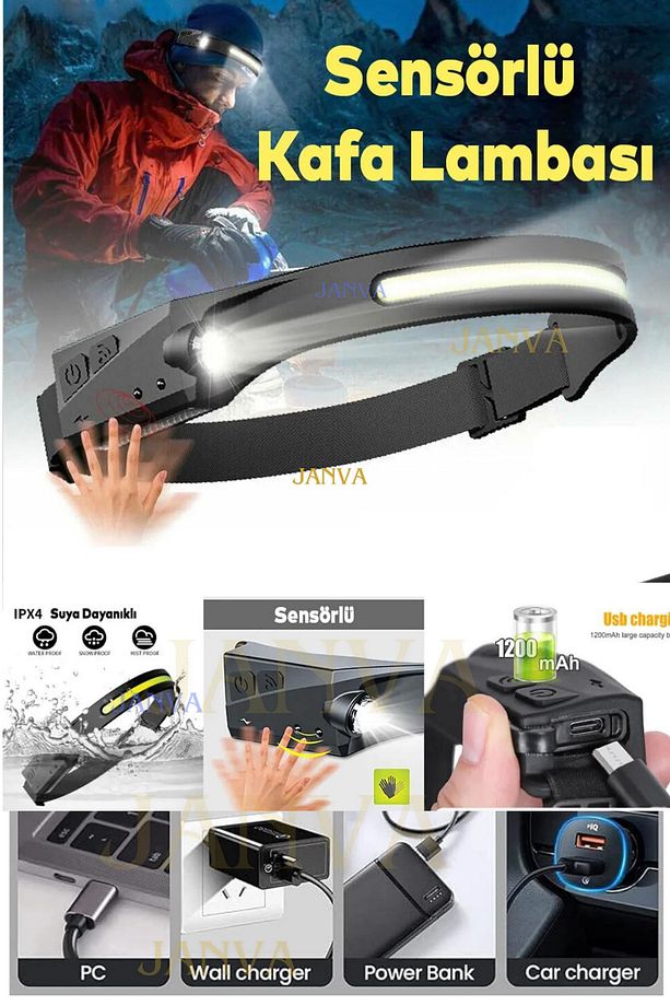 Predators Kafa Feneri Wave Teknoloıji Sensörlü Kafa Lambası Tepe Işığı Ultra Ergonomik Profosyonel - 1
