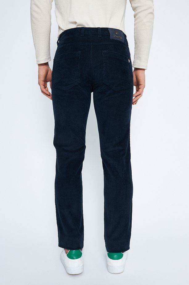 Kadife 5 Cep Regular Fit Indigo Erkek Pamuklu Pantolon - 5