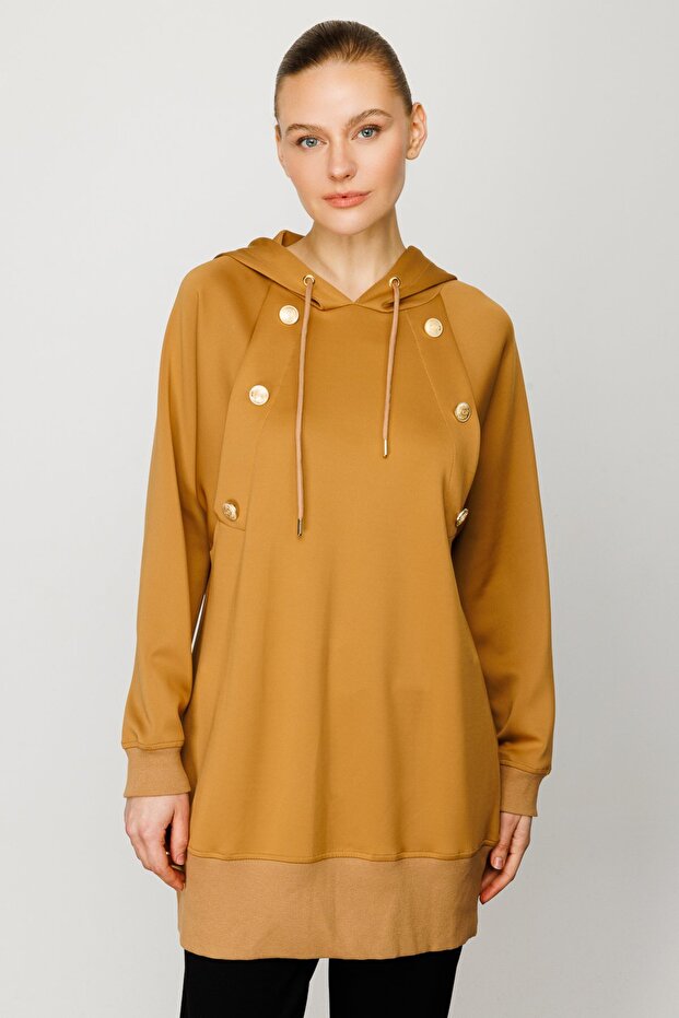 ON Süs Düğmeli Kapüşonlu Tunik - 1