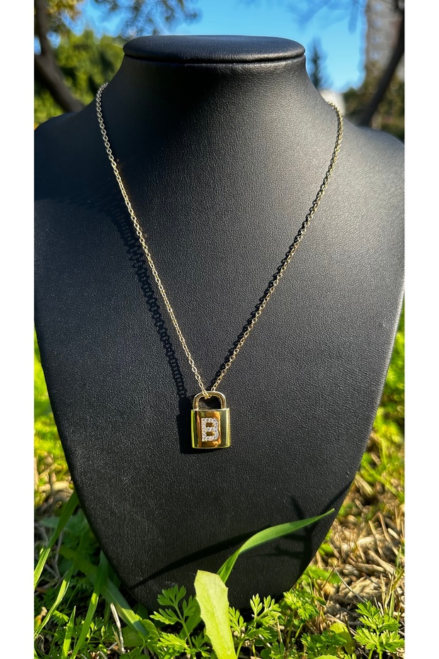 Çelik Kilit B Harf Kolye - 2