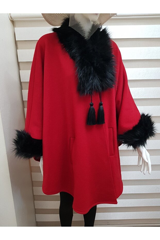 Kırmızı Polar Panço - 3