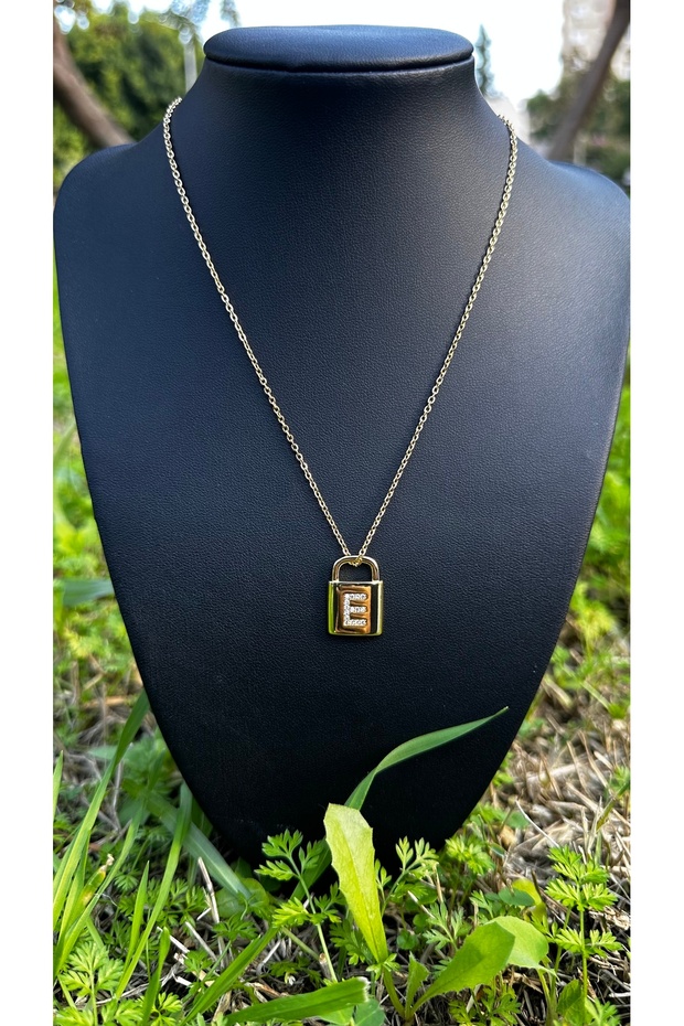 Çelik Kilit E Harf Kolye - 1