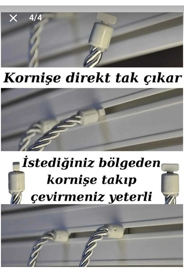 Vizon Ve Ekru Renk Tül Ve Fon Bağlama Aparatı Kruvaze Tavan Bağlama Korniş Takmatik,perde Bağı,halat - 4