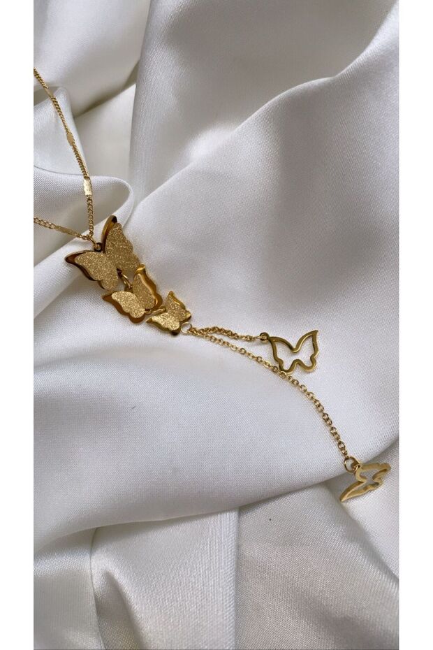 Gold Color Butterfly Steel Necklace