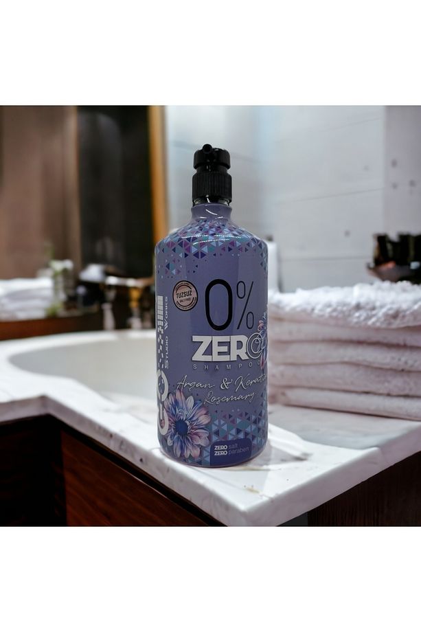 "ZERO" Tuzsuz Şampuan Yıpranmış Saçlar İçin Onarıcı ARGAN & KERATIN & RSMRY 1000 ml. - 2
