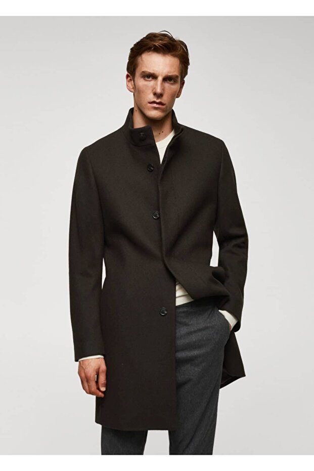 Dik yaka yün palto - 1