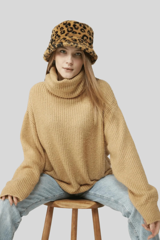 Leopard Patterned Plush Hat - 3