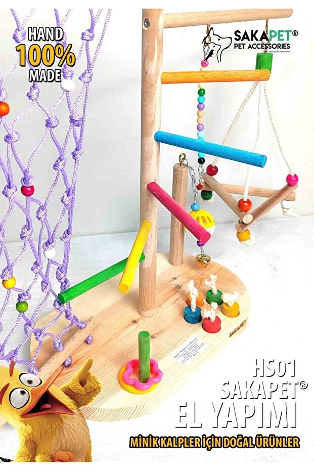 Hs01 Model Bird Play Platform - with Climbing Rope and Brain Game - 3