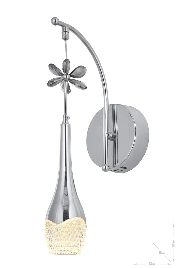 Lale Power Ledli Modern Lüks Duvar Aplik (3 RENK; SARI-BEYAZ-GÜN İŞIĞI) - Krom - 3