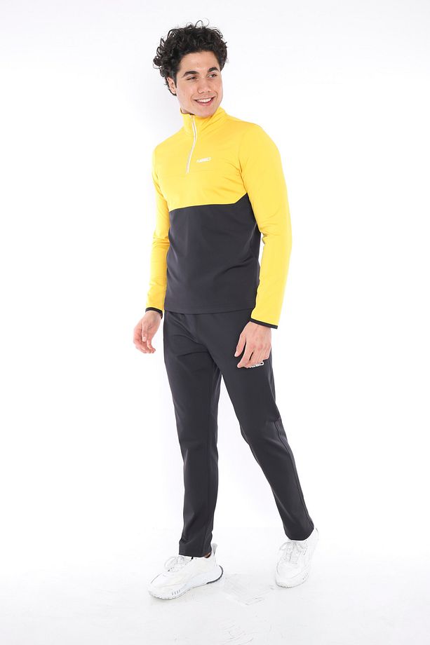 Erkek Sarı Dalgıç Kumaş Yarım Fermuarlı Slim Fit Eşofman Takımı - 4