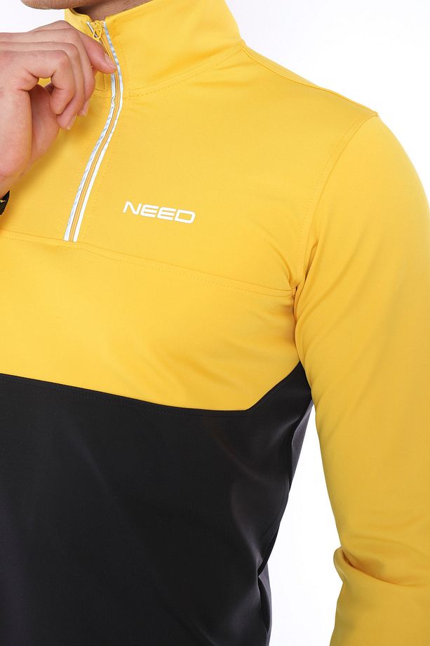 Erkek Sarı Dalgıç Kumaş Yarım Fermuarlı Slim Fit Eşofman Takımı - 7