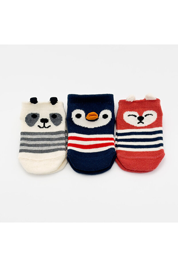 3'lü Sevimli Dostlar Bebek Çorap - 1