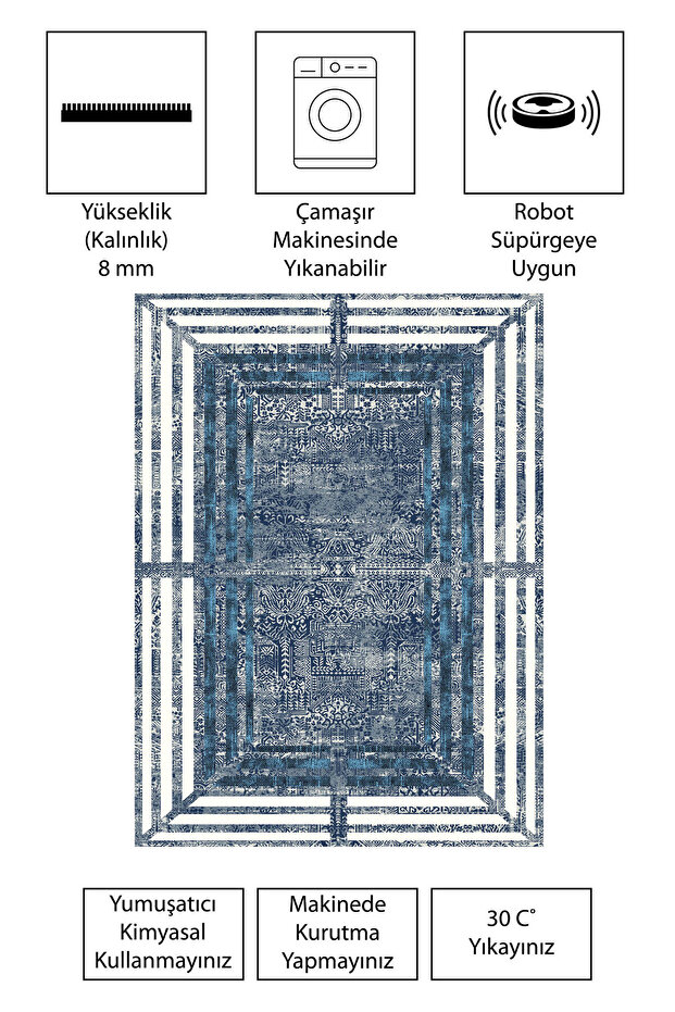 Modern Dijital Baskı Dört Mevsim Yıkanabilir Kaymaz Taban Salon Halısı Mutfak Halısı Yolluk - 3