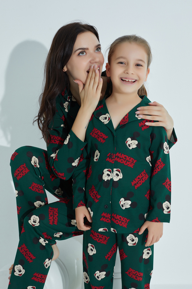 PAMUKLU DÜĞMELİ PİJAMA TAKIM - 1