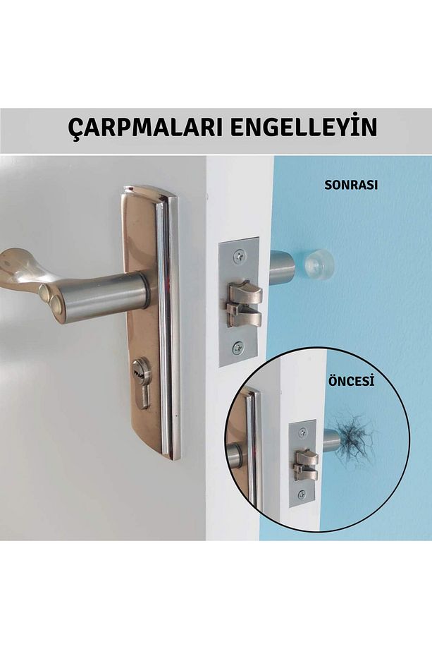6 Adet Yapışkanlı İz Bırakmaz Silikon Kapı Tamponu Kapı Stoperi Çok Amaçlı Kullanım Mobilya Koruma - 8