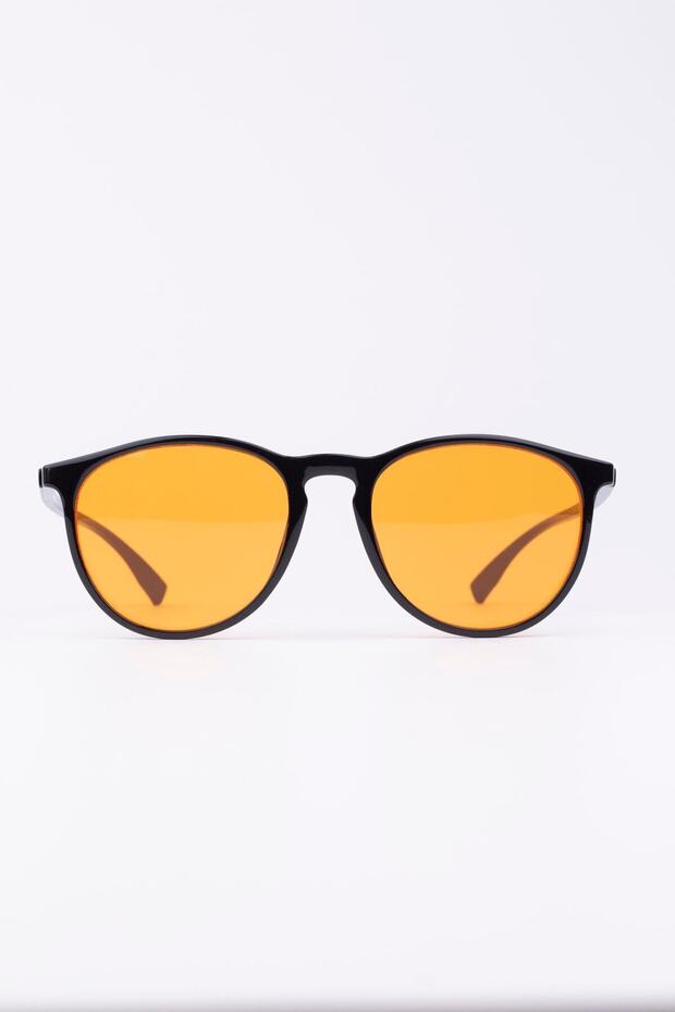 Unisex Black-Orange Glass Sunglasses