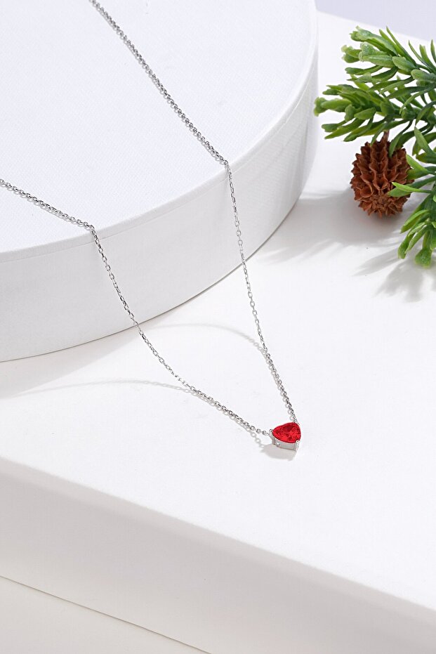 Minimal Kırmızı Kalp Kolye - 2