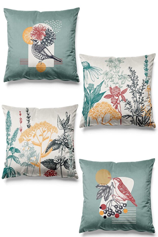 مجموعة من 4 أغطية وسائد من جلد الغزال مطبوعة على الوجهين
