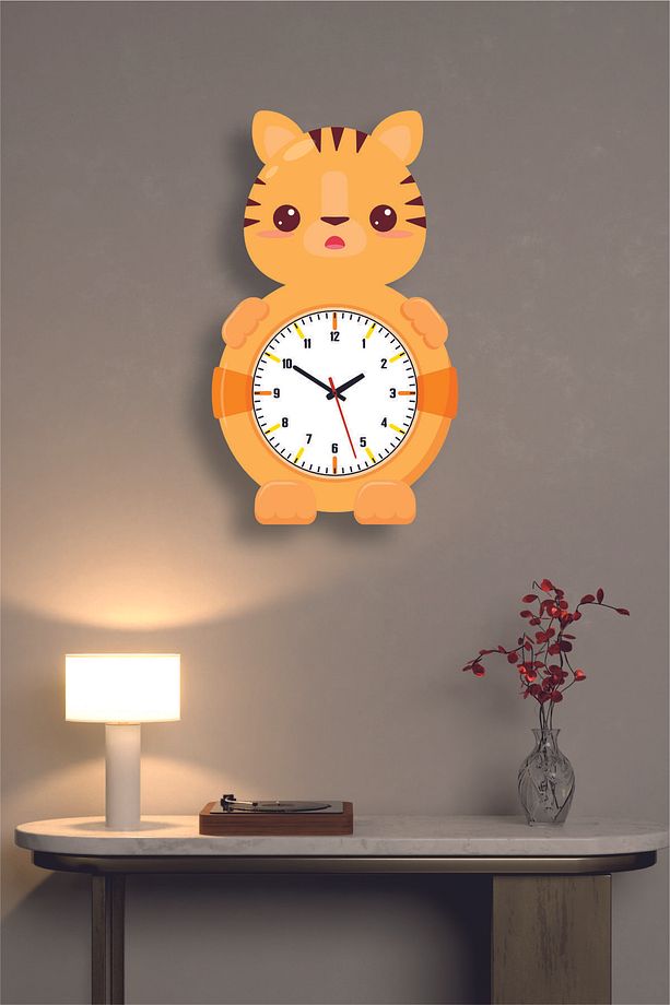 Sevimli Kedi Mdf Duvar Saati Çocuk Odası - 1