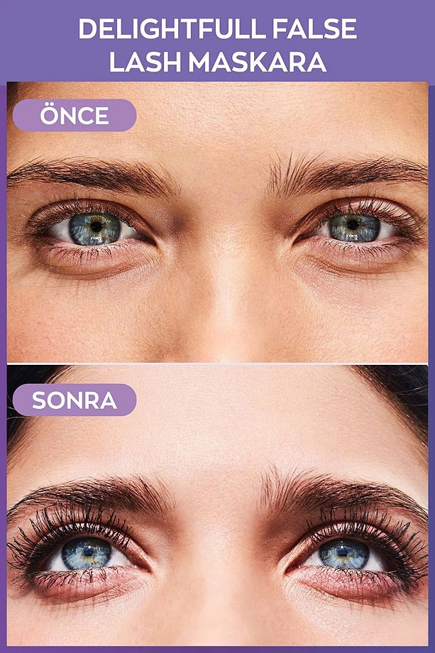 Delightfull False Lash Maskara 10 Ml. Blackest Black Üçlü Set - 7