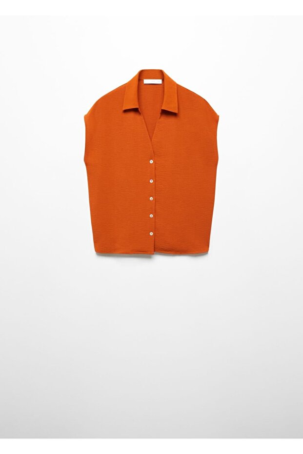 Düğmeli dökümlü bluz - 3