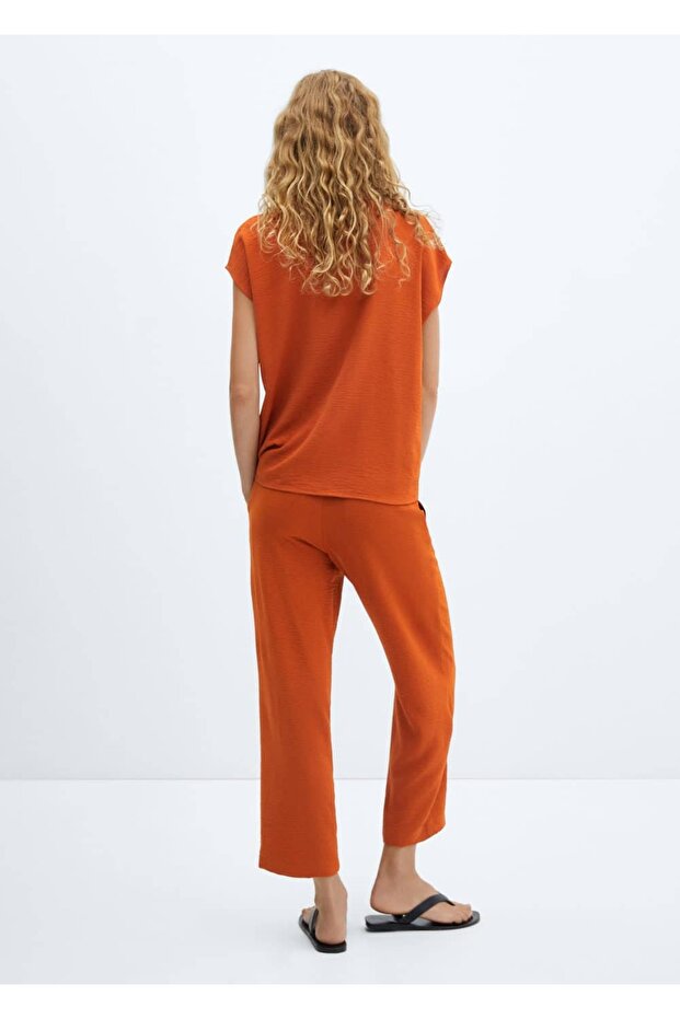 Düğmeli dökümlü bluz - 4