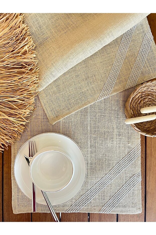 American Service,jut Wicker, Gray Embroidered Runner